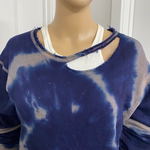 Alala Distressed Sweatshirt. Blue Tie Dye. Small. - Picture 7 of 16